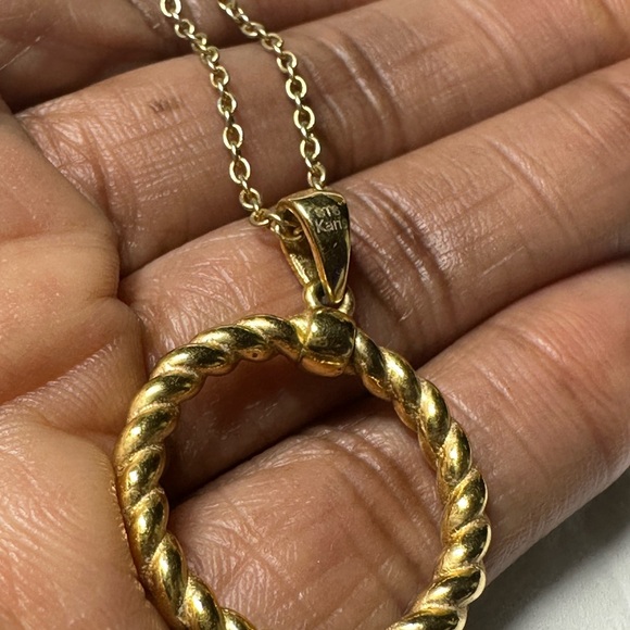 Gold Twisted Pendant Necklace - Picture 3 of 14